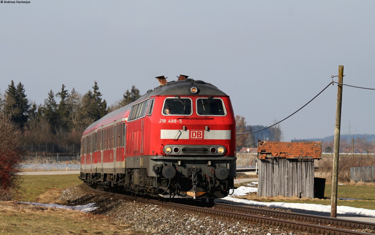 218 488-5 mit dem RE 57510 (München Hbf-Füssen) bei Marktoberdorf 10.3.15