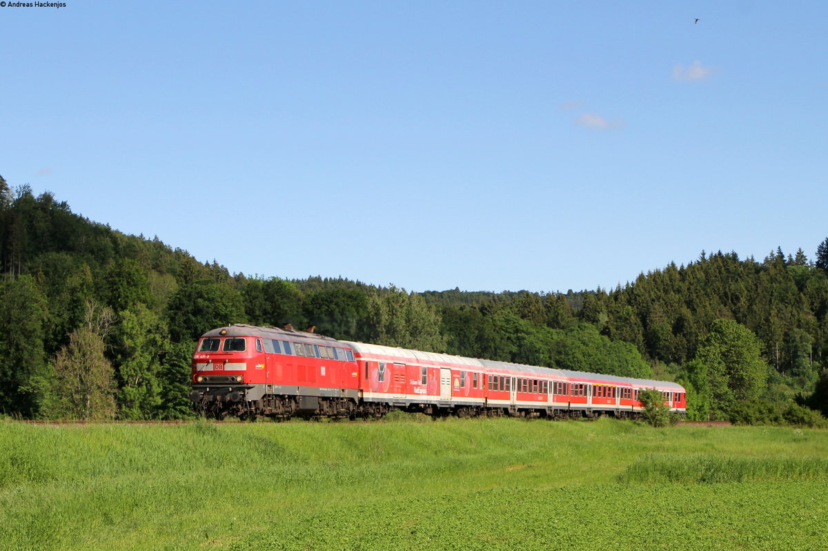 218 491-9 mit dem RE 22333 (Donaueschingen-Ulm Hbf) bei Immendingen 12.6.19