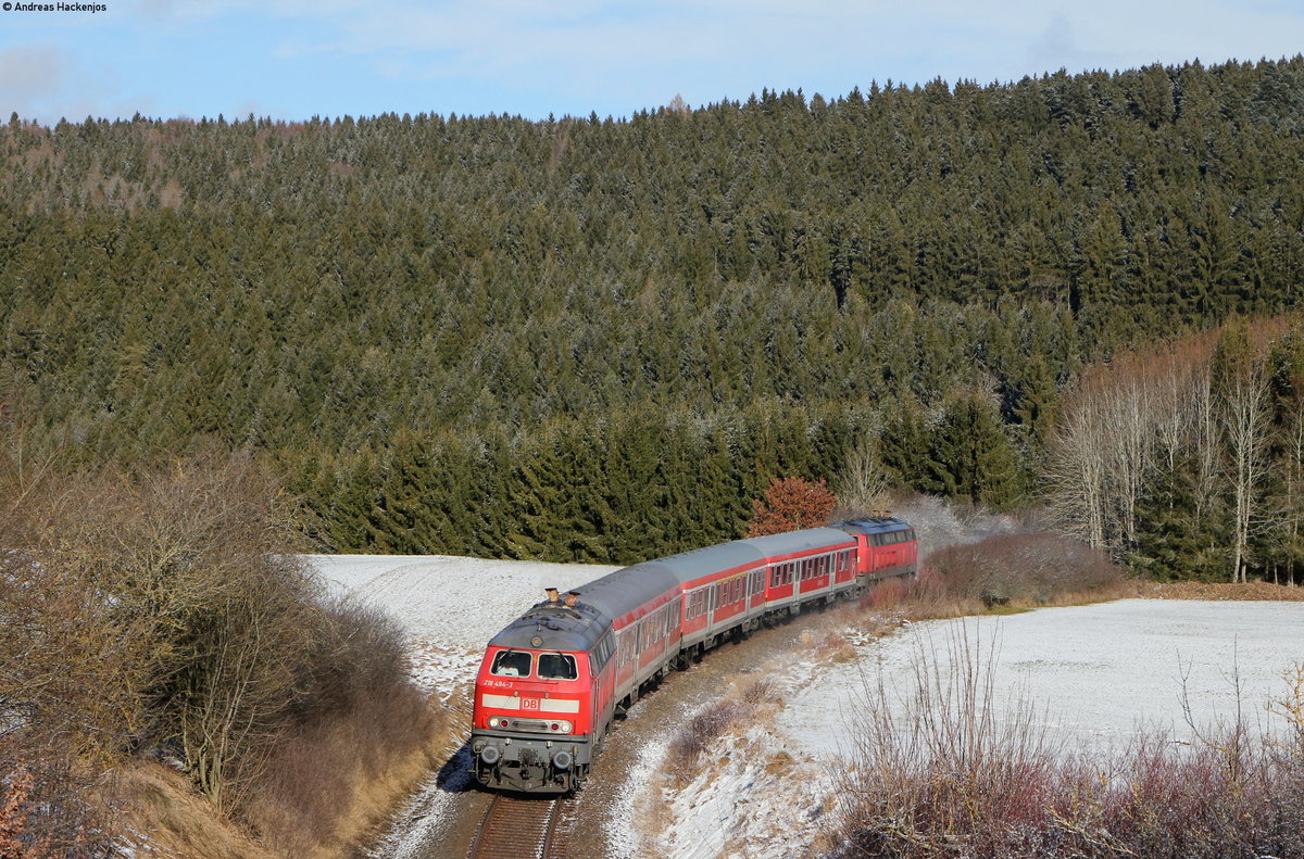 218 494-3 und 218 499-2 mit dem RE 3204 (Ulm Hbf-Neustadt(Schwarzw)) bei Unadingen 2.2.18