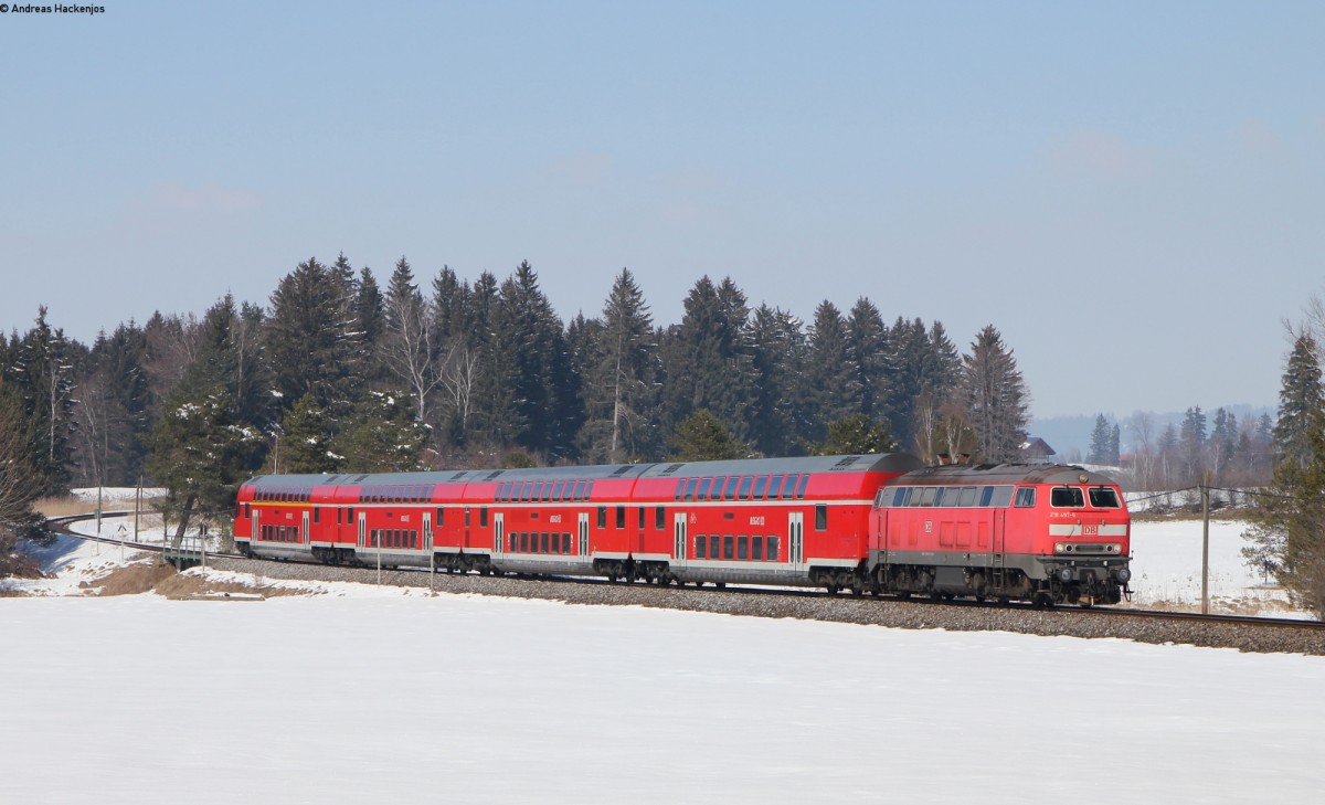218 497-8 mit dem RE 57506 (München Hbf-Füssen) bei Füssen 9.3.16