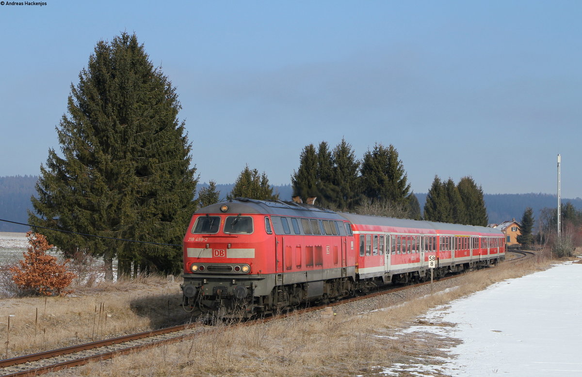 218 499-2 mit dem RE 3204 (Ulm Hbf-Neustadt(Schwarzw)) bei Unadingen 14.2.18