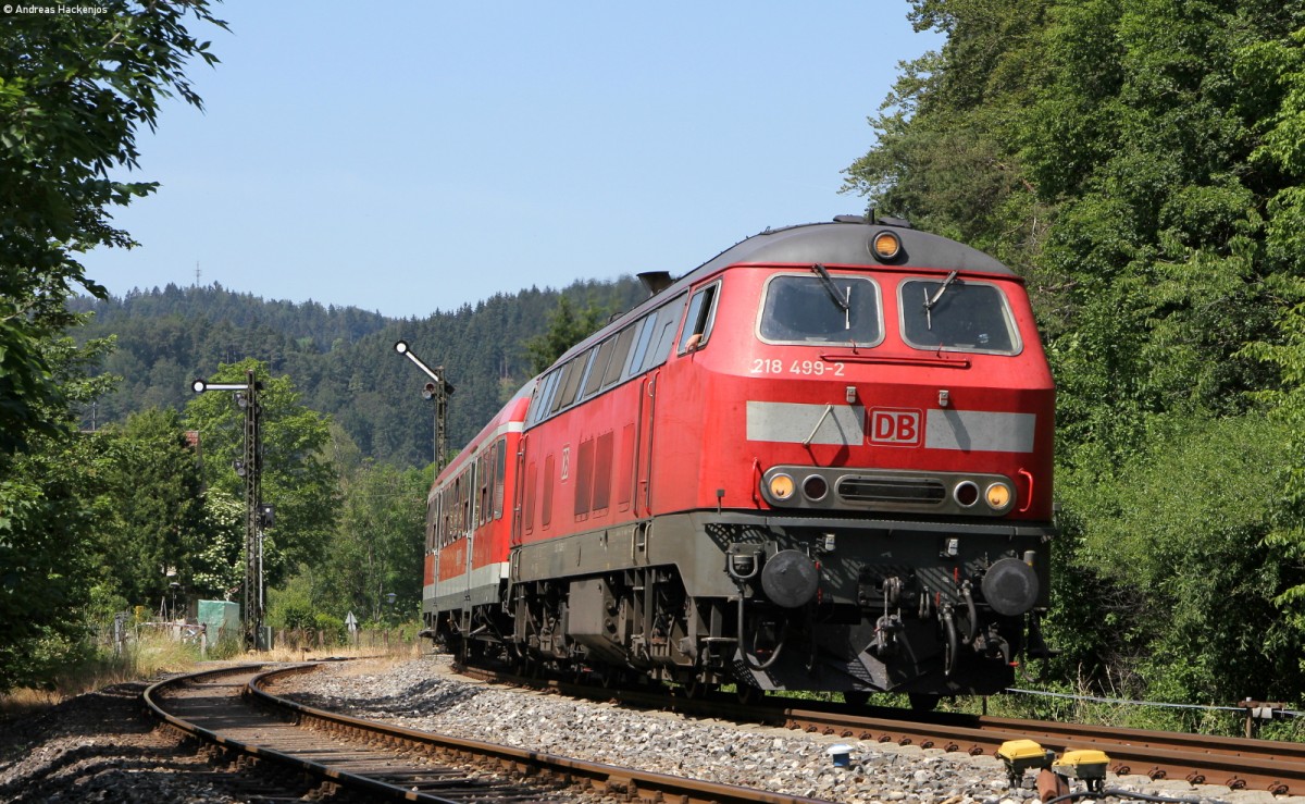 218 499-2 mit dem RE 28631 (Tuttlingen - Augsburg Hbf) bei Fridingen 23.6.14