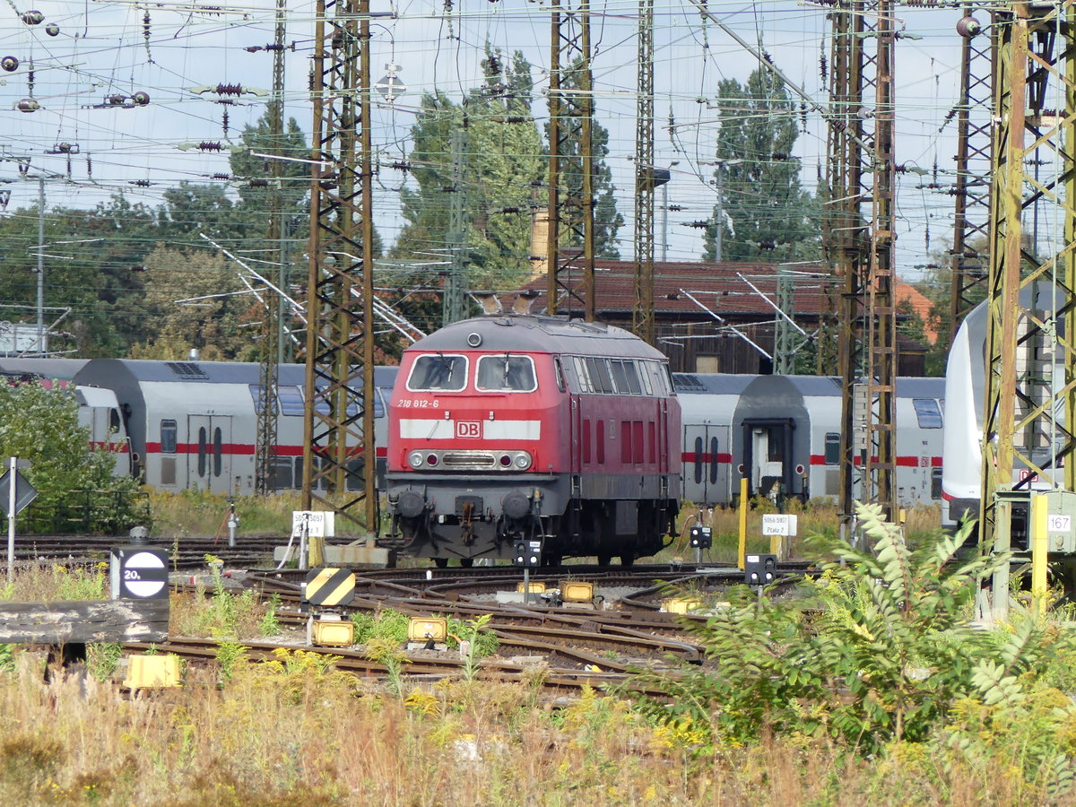 218 812 abgestellt am 04.09.2016 auf dem Leipziger Hauptbahnhof.