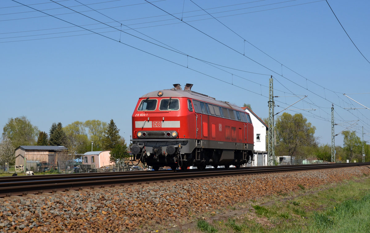 218 824 rollte am 21.04.20 Lz durch Gräfenhainichen Richtung Bitterfeld.
