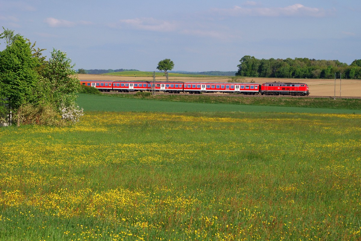 218 xxx mit RE 57416 bei Trkenfeld (14.05.2013)