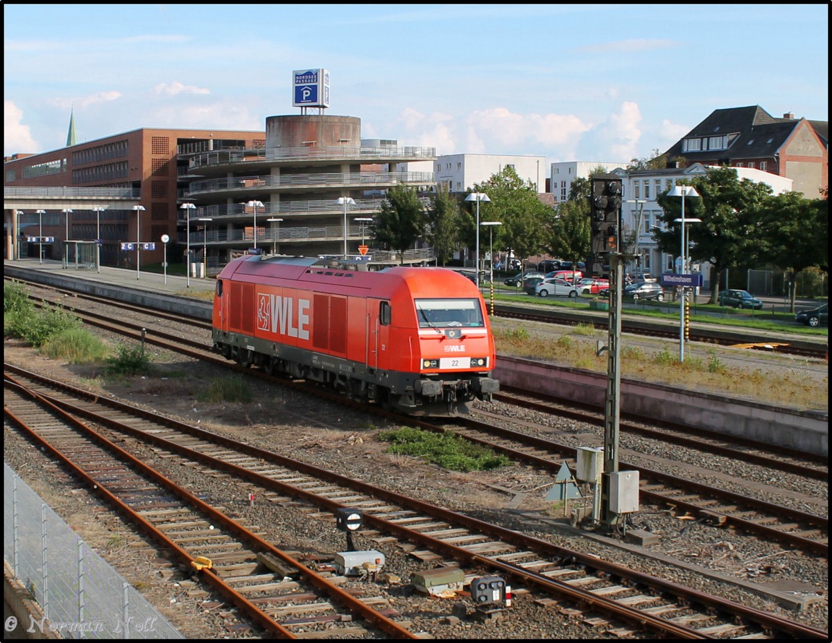 223 056-3 der WLE Lok 22 bei Rangierarbeiten mit Ihrem Sonderzug in Bahnhof Wilhelmshaven. 13/09/2013