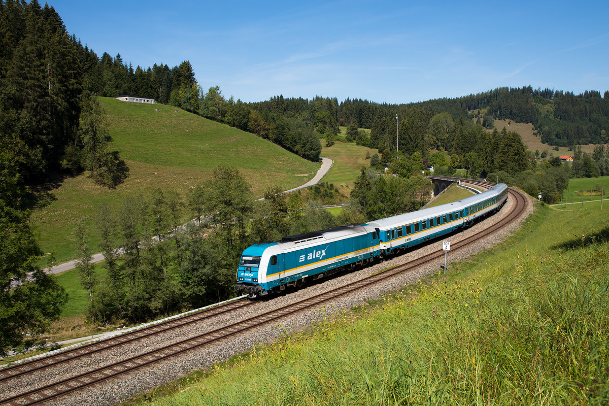 223 065 als Alex bei Harbatshofen gen Oberstaufen. 29.8.18