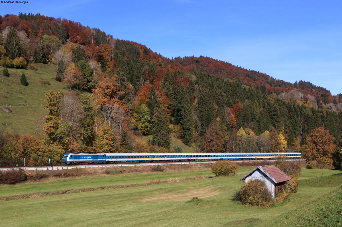 223 065 mit dem ALX84108 (München Hbf-Lindau Hbf) bei Wiedemansdorf 25.10.20