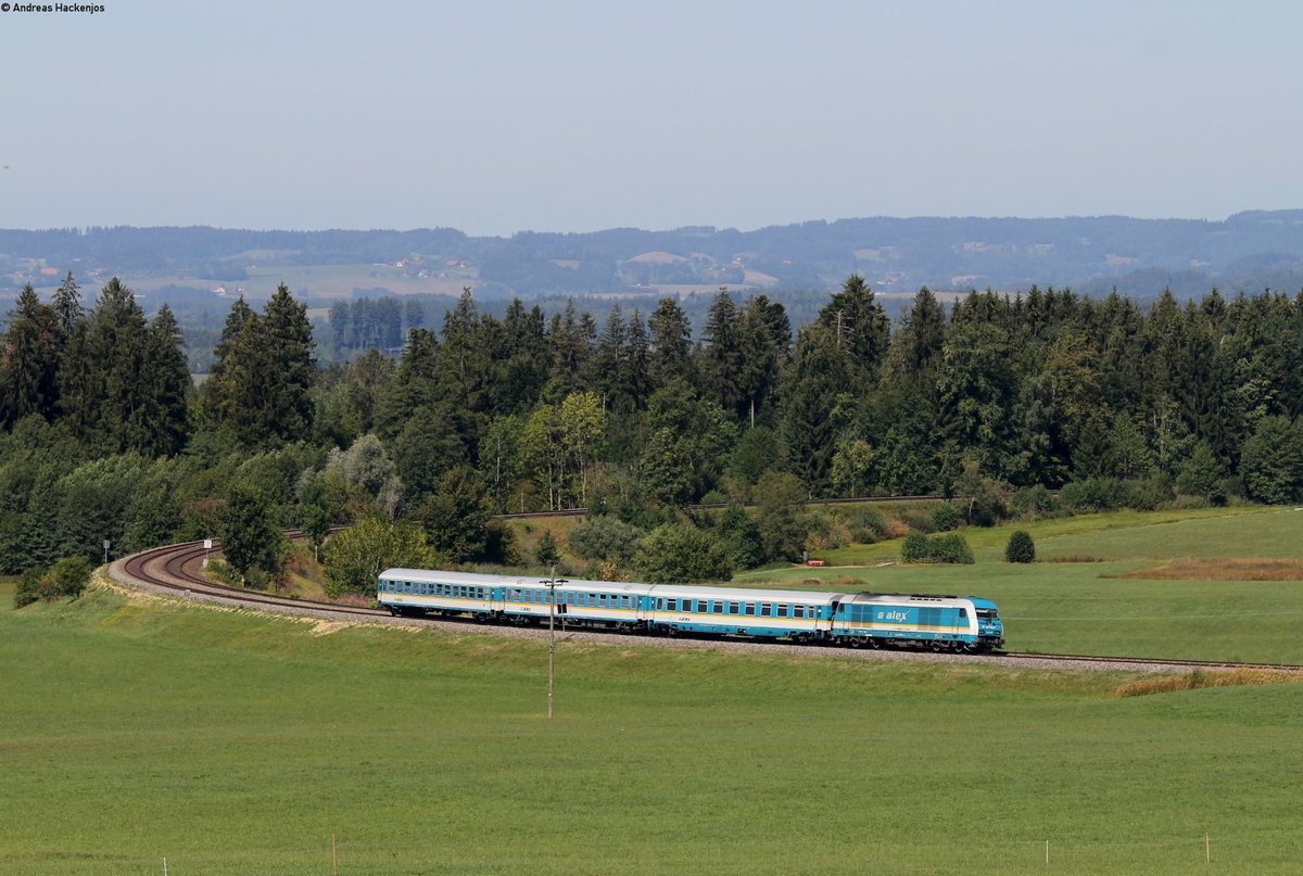 223 065 mit dem ALX84139 (Lindau Hbf-München Hbf) bei Mellatz 29.8.18