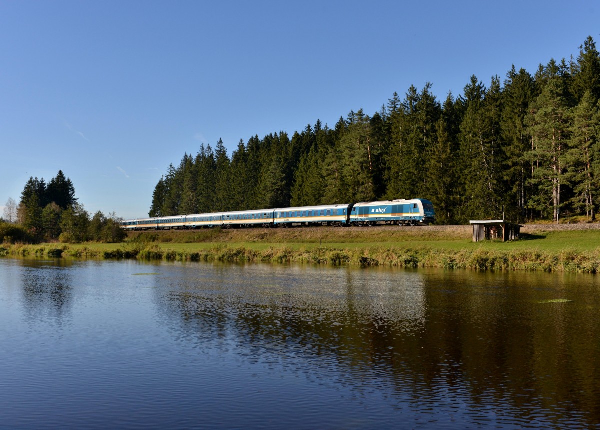 223 067 mit einem ALX nach Mnchen am 19.10.2013 bei Ruderatshofen.