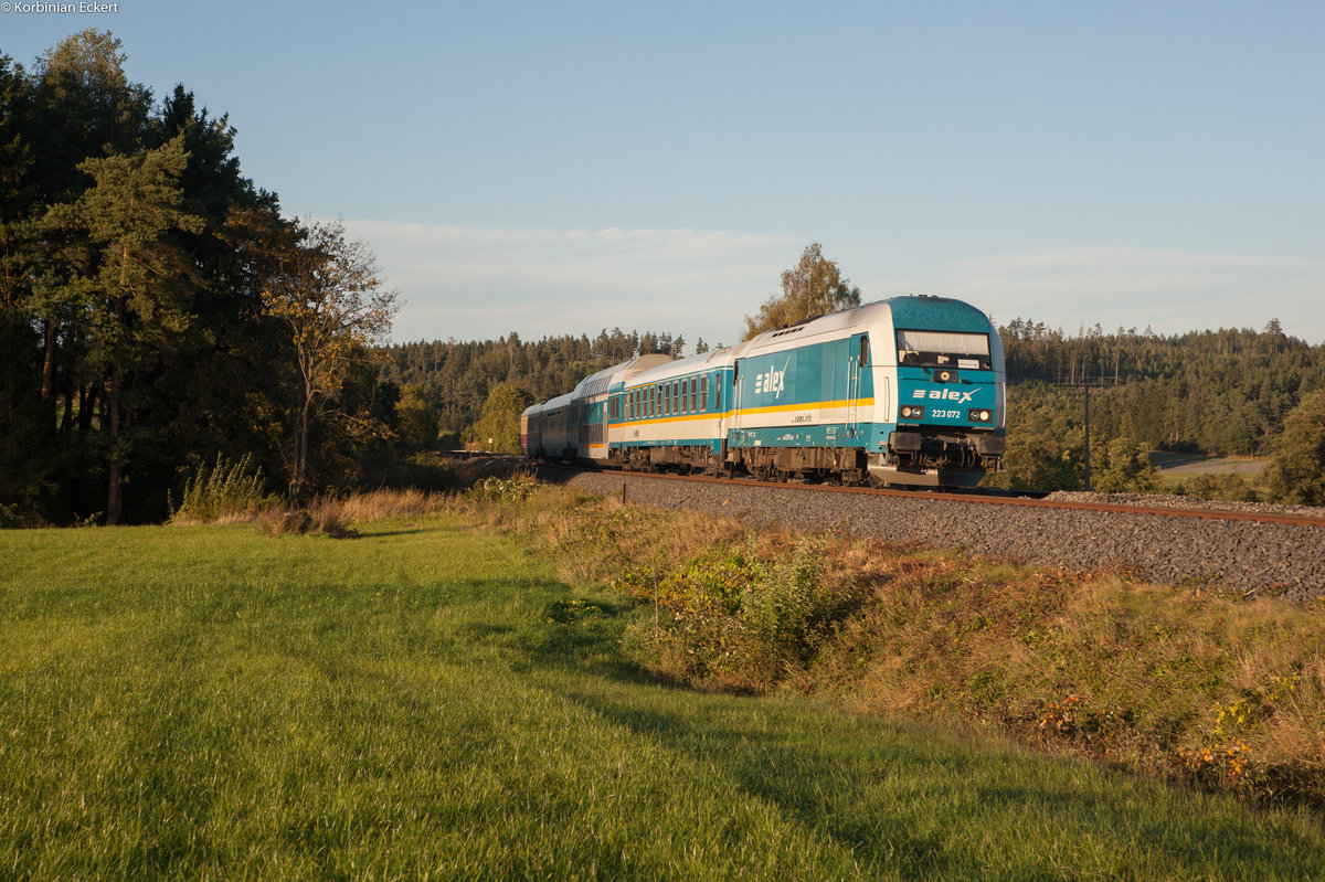 223 072 mit dem ALX 84121 von Hof nach München bei Martinlamitz, 25.09.2016