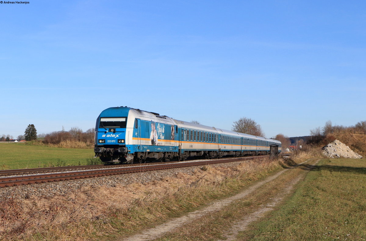 223 072 mit dem ALX 84108 (München Hbf-Lindau Hbf) bei Ruderatshofen 14.11.20