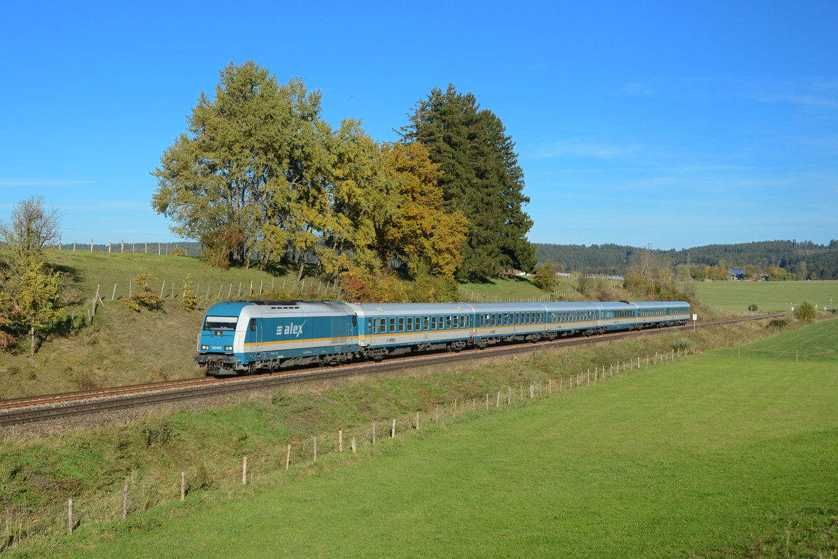 223 072 mit einem ALX am 19.10.2013 bei Günzach.