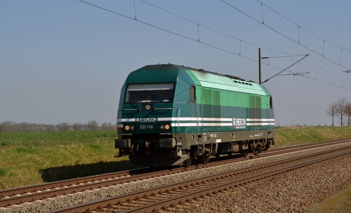 223 156 war am 15.04.15 auf dem Weg Richtugng Halle(S) als er ohne Wagen Braschwitz passierte.