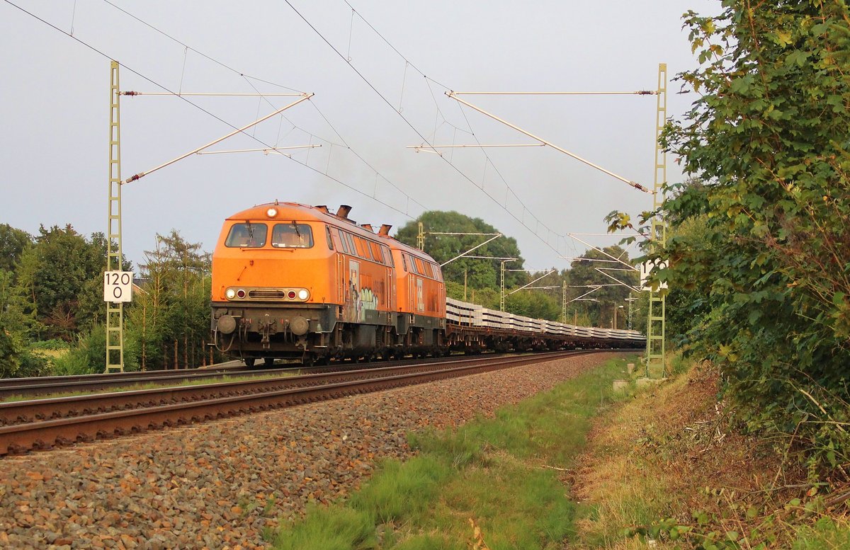 225 099-1 (BBL 17) und 225 100-7 (BBL 16) zu sehen mit einem Schwellenzug am 22.08.17 bei Plauen/V.