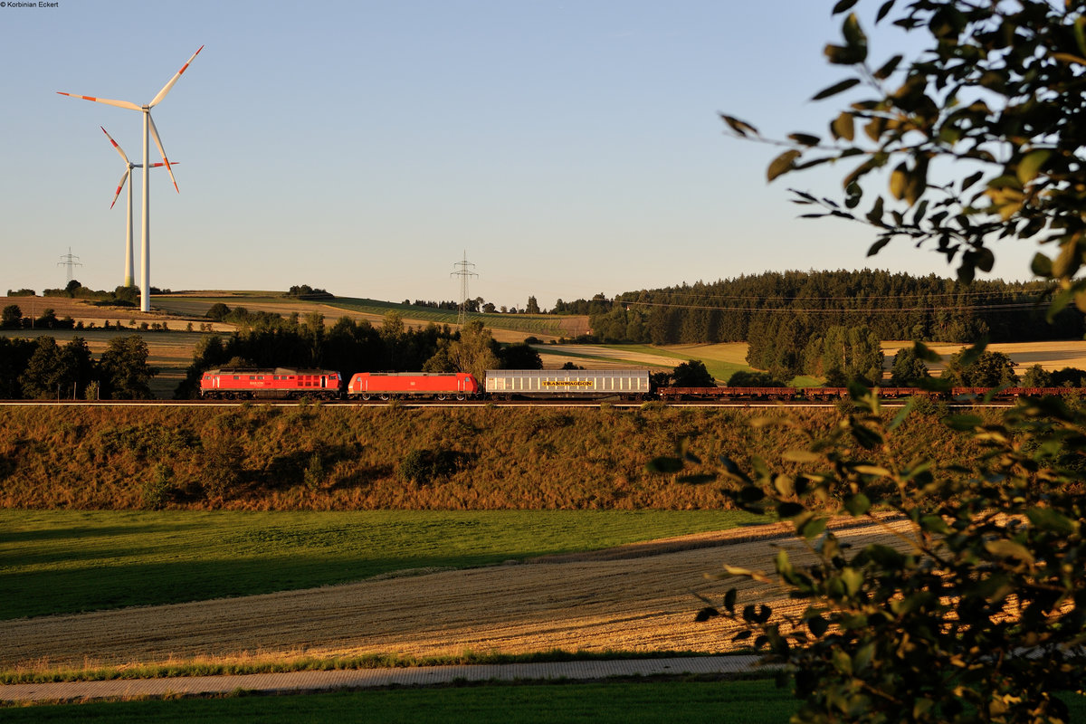 232 093 und eine 185 mit EZ 51716 von Nürnberg Rbf nach Leipzig Engelsdorf bei Schwingen, 17.08.2016