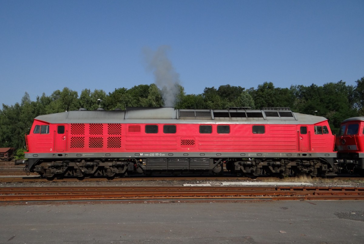 232 117-2 beim Starten in Marktredwitz am 22.08.13 