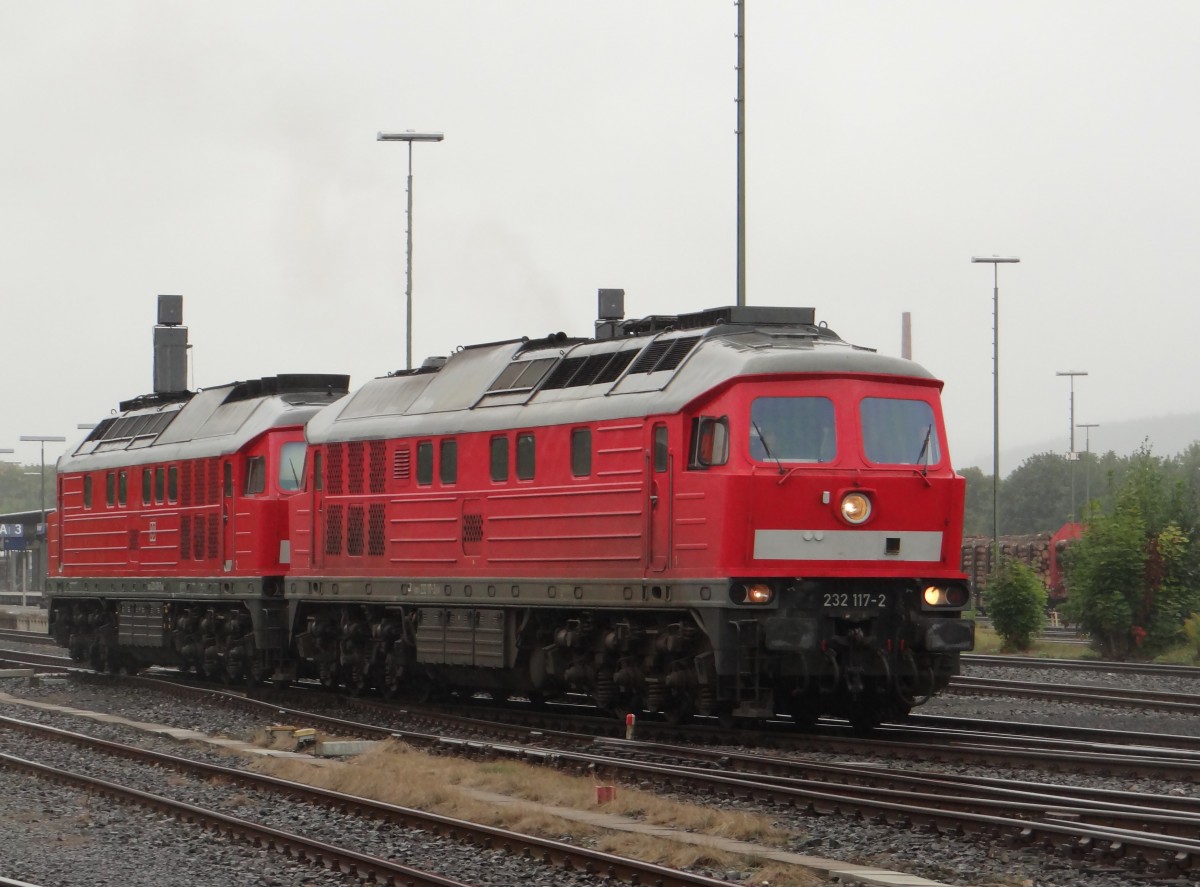 232 117 (alt bel�ftet) und 233 478 (die Wende Lok) haben am 16.09.13 Ausfahrt in Marktredwitz.