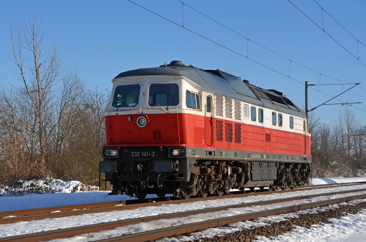 232 141 der WFL rollte am 14.02.21 Lz durch Greppin Richtung Dessau.