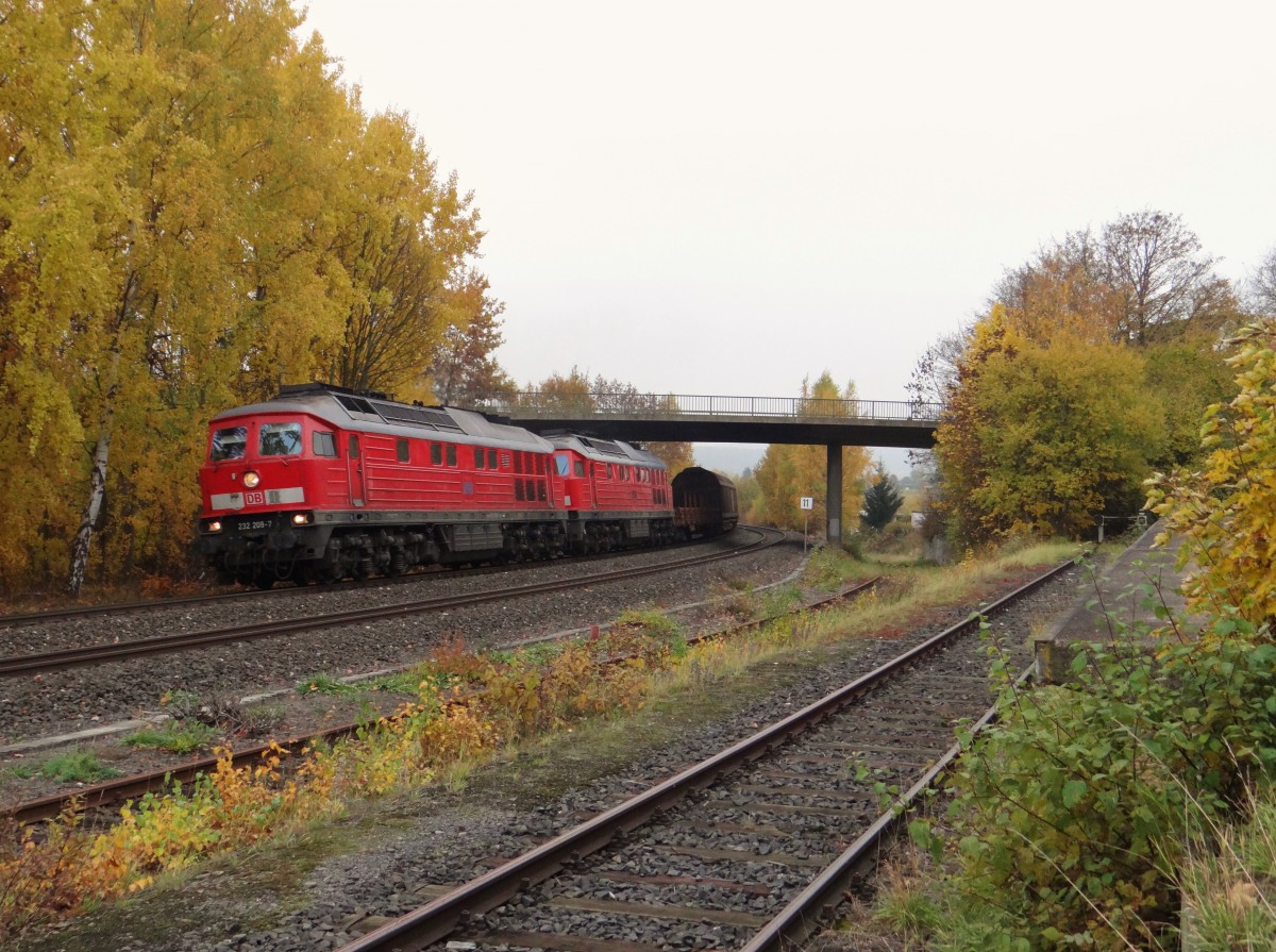 232 209-7 und 233 521-4 zu sehen am 29.10.15 bei der Einfahrt in Marktredwitz.