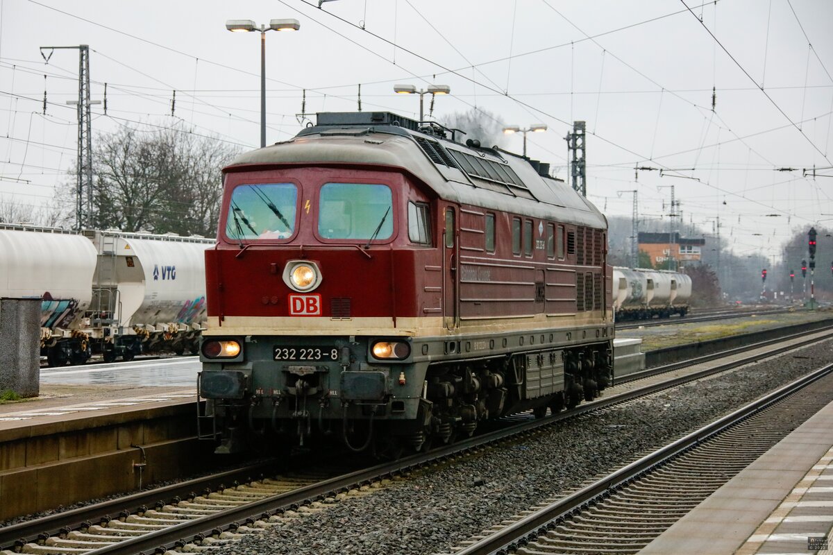 232 223-8 DB  Bahnbau Gruppe  in Unna, am 22.01.2022.