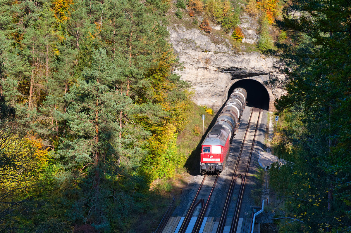 232 259 mit einem Kesselzug bei Velden Richtung Nürnberg Rbf, 14.10.2019