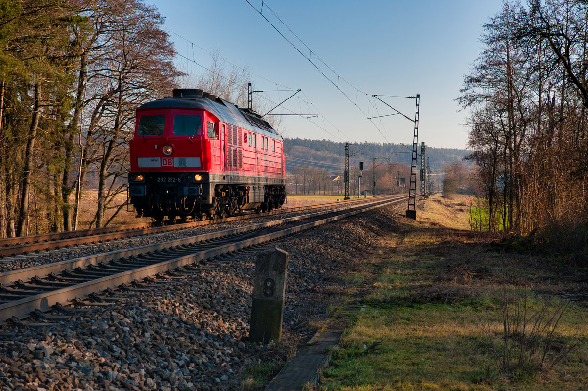 232 262 als Lz bei Postbauer-Heng Richtung Nürnberg, 17.01.2020