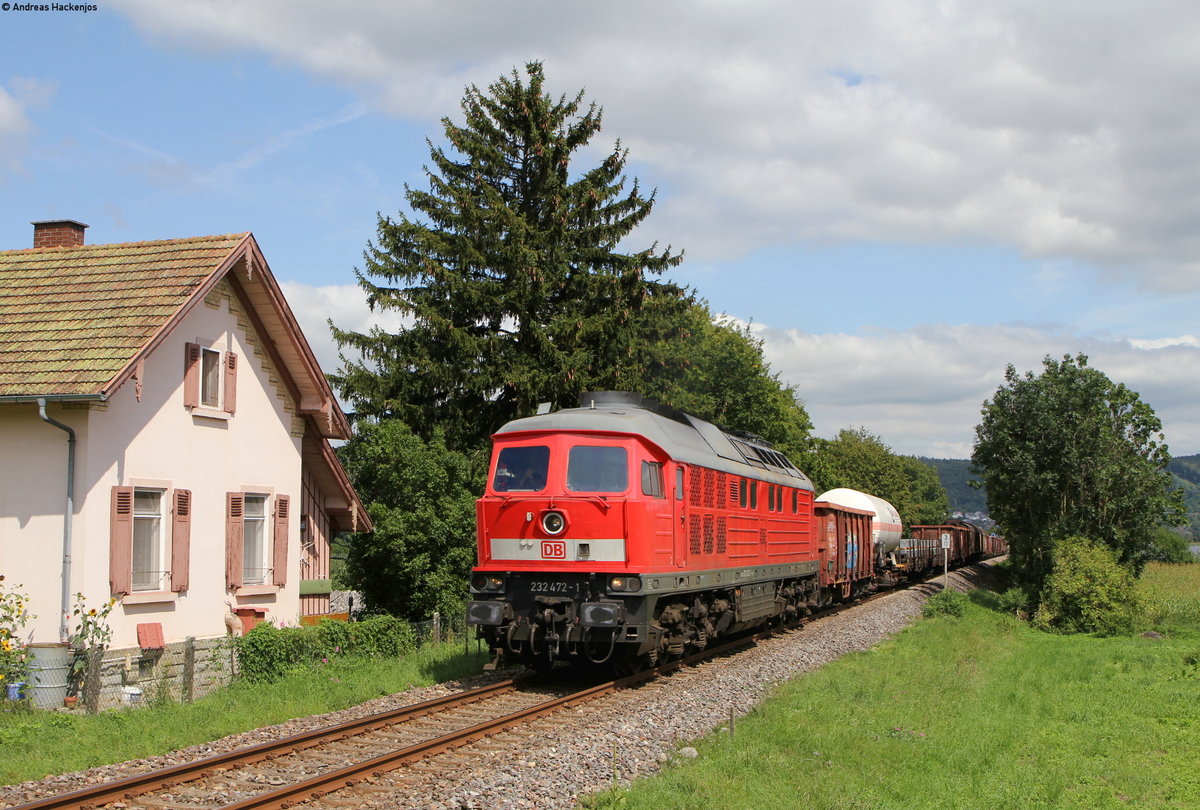 232 472-1 mit dem EZ 52097 (Kornwestheim Rbf-Singen(Htw)) bei Espasingen 21.8.19