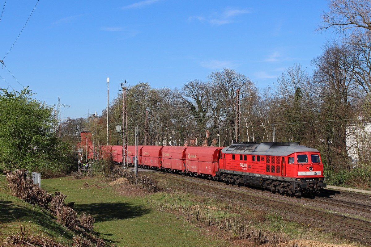 232 502 am 20.3.14 mit einem leeren Kalkzug in Ratingen-Lintorf.