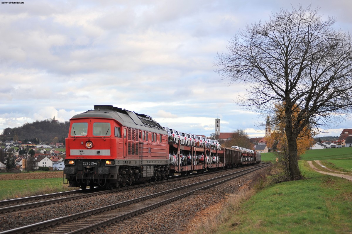 232 569-4 mit dem 56908 von Schandorf nach Nürnberg Rbf bei Sulzbach-Rosenberg, 07.11.2013