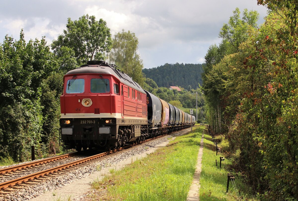 232 701-3 (ARP Logistik GmbH) Vojtanov-Zeitz war am 20.08.21 bei der Ausfahrt in Wünschendorf/Elster zu sehen.