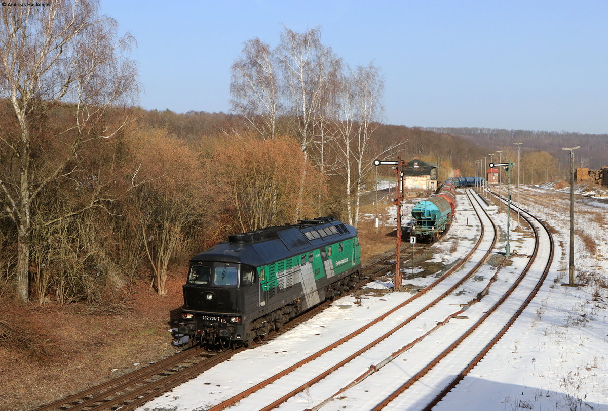 232 704-7 beim Umsetzen in Hohenebra 24.2.21