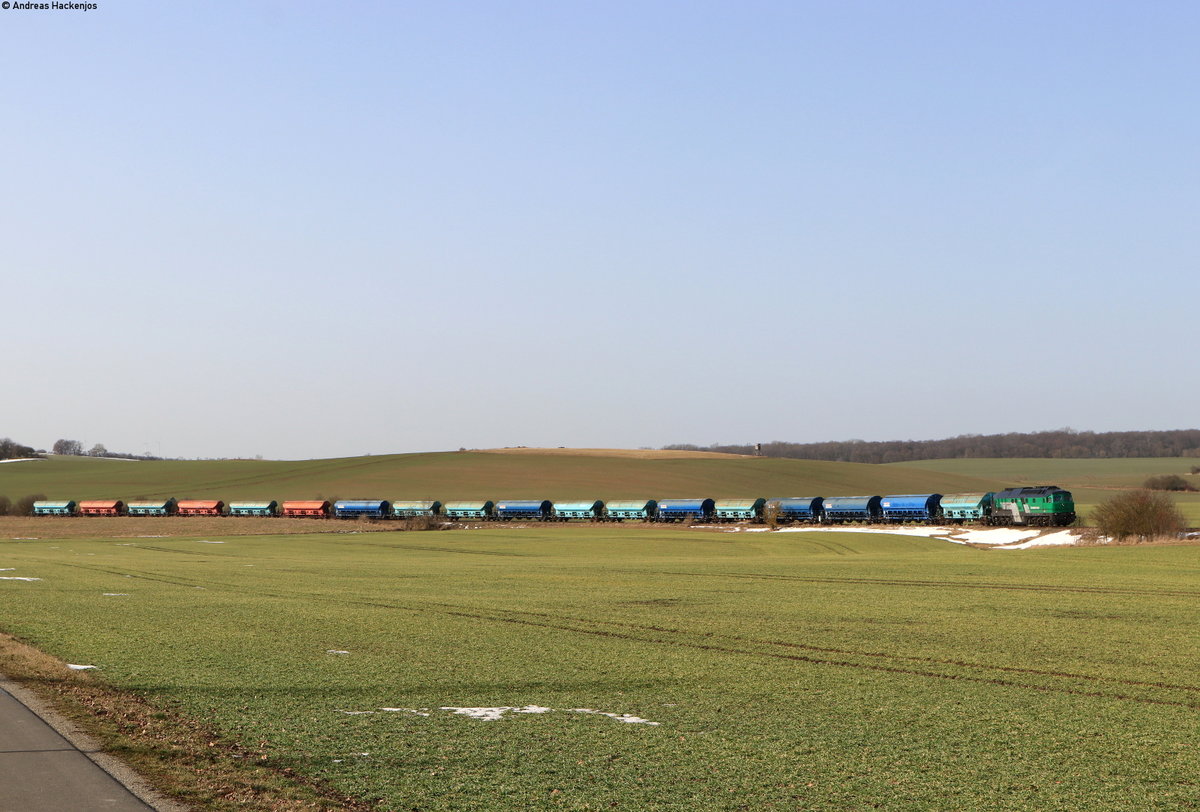 232 704-7 mit einem Düngerzug bei Gundersleben 24.2.21