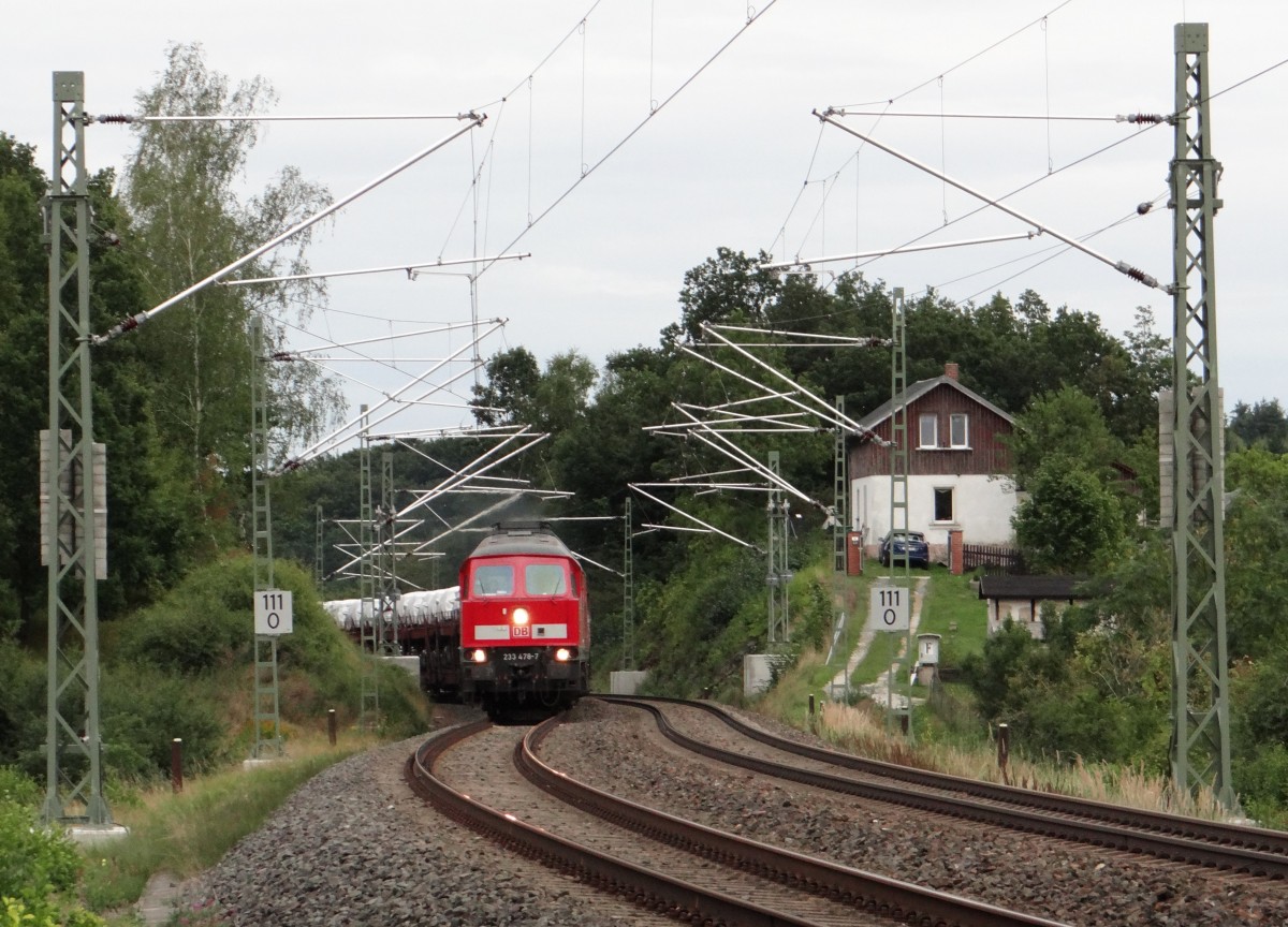 233 478 (die Wende Lok) mit dem 87er am 16.09.13 kurz vor J�ssnitz.