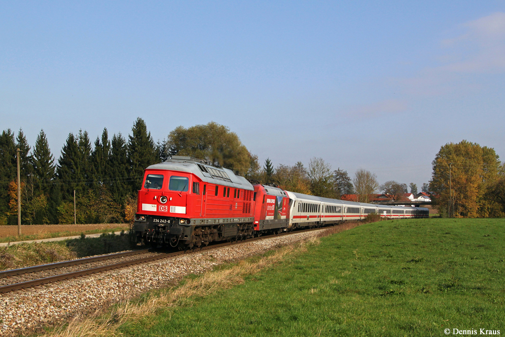 234 242 mit EC 114 am 29.10.2014 zwischen Thann Matzbach und Walpertskirchen.