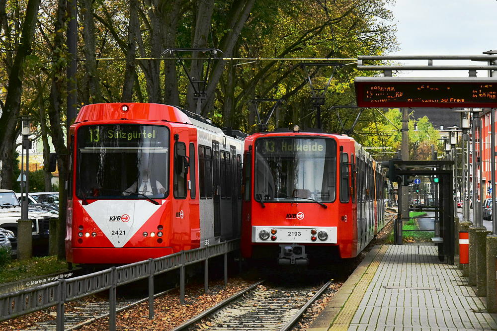 2421 und 2193 an der Haltestelle Berrenrather Str./Gürtel am 26.10.2014.