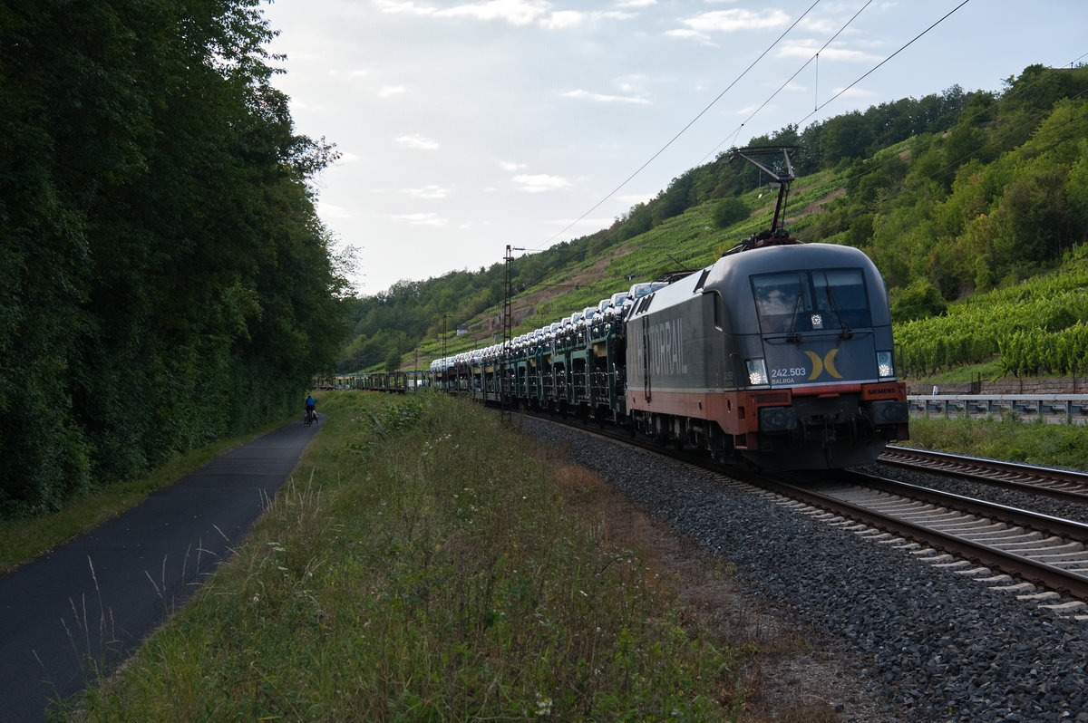 242.503  Balbao  mit dem DGS 69381 (Bremen Rbf - München Milbertshofen) bei Gambach, 01.08.2019
