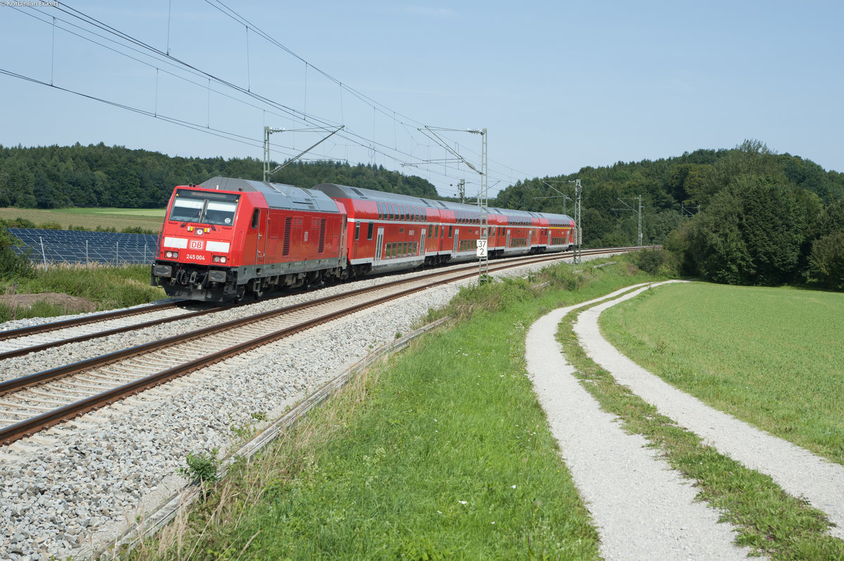 245 004 mit dem RE 57412 nach Memmingen bei Türkenfeld, 22.08.2017