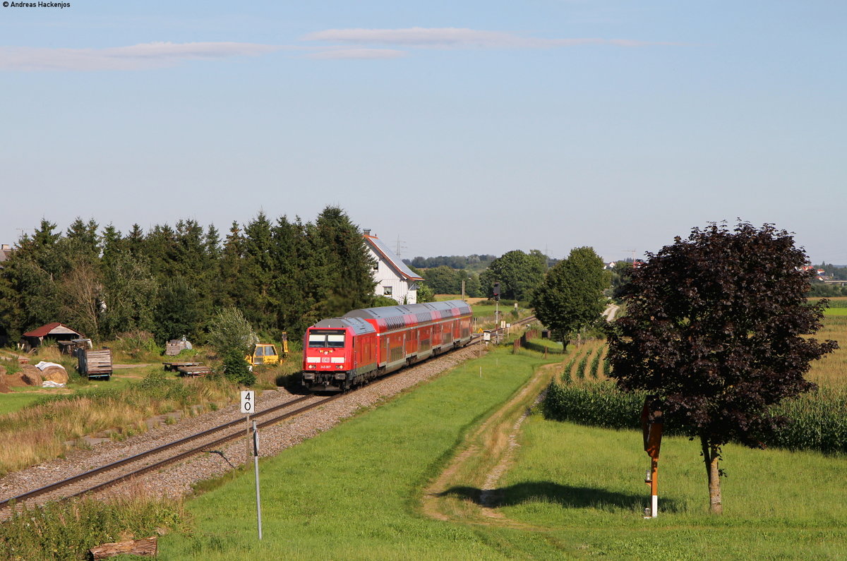 245 007-0 mit dem RE 57444 (München Hbf-Memmingen) bei Wiedergeltingen 8.8.16