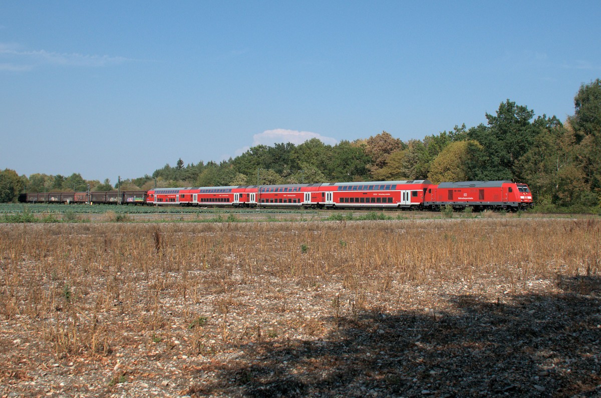 245 012 am 09.08.15 mit dem Radlzug bei München-Feldmoching