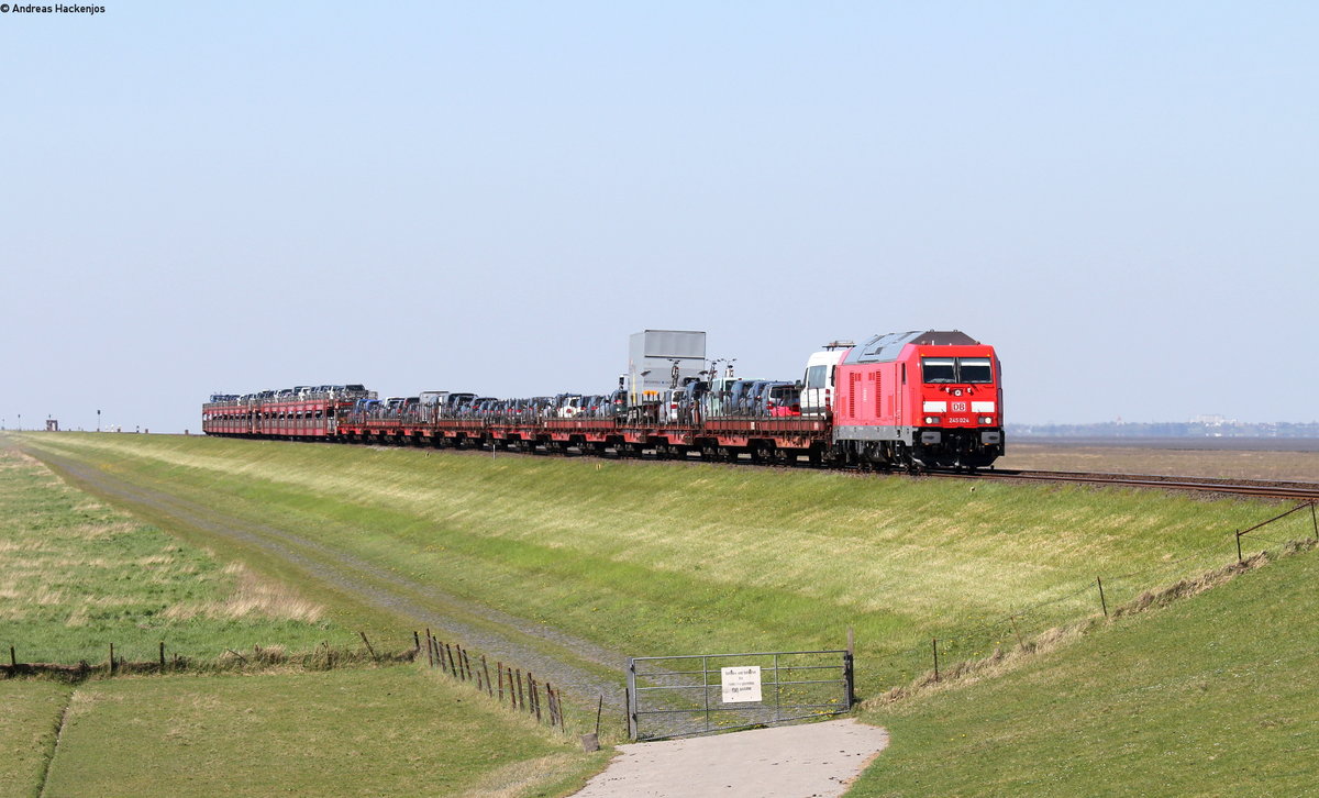 245 024-5 mit dem AS 1427 (Westerland-Niebüll) am Hindenburgdamm 8.5.16
