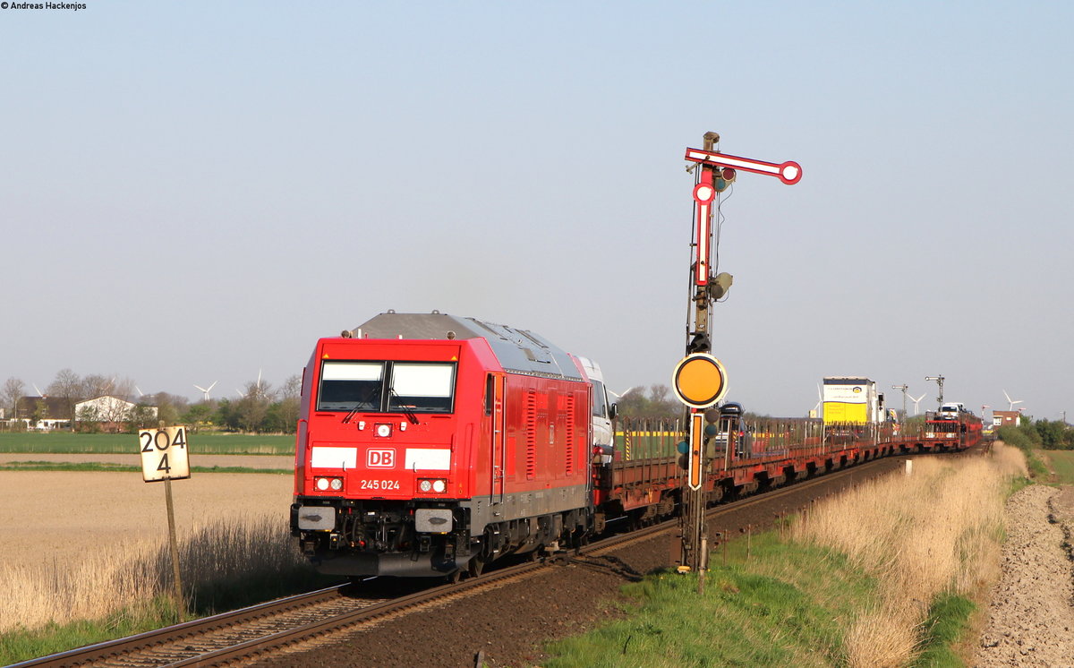 245 024-5 mit dem AS 1411 (Westerland(Sylt)-Niebüll) am Esig Lehnshallig 9.5.16