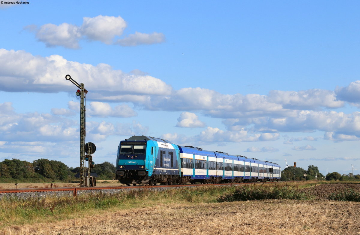 245 204-3 mit dem RE 11020 (Hamburg Altona-Westerland(Sylt)) am Esig Klanxbüll 1.9.20