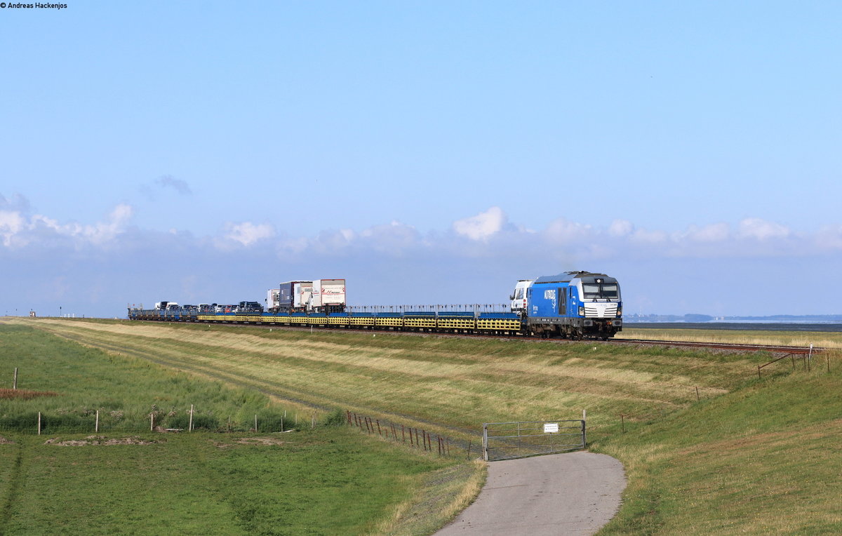 247 909-5  Anne  mit dem AZS28912 (Westerland(Sylt)-Niebüll) am Hindenburgdamm 2.9.20