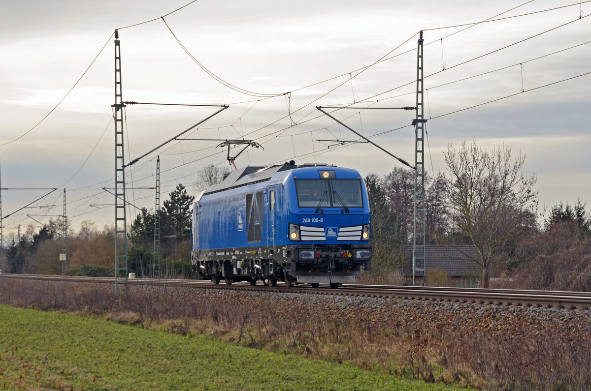 248 027 alias 248 106 der Press rollte am 05.02.23 Lz durch Gräfenhainichen Richtung Wittenberg.