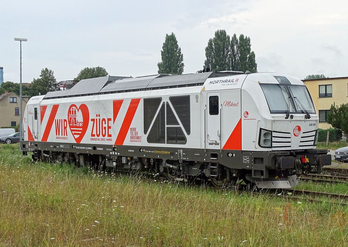 248 081 der Northrail am 27.07.24 abgestellt in Waren/Müritz.