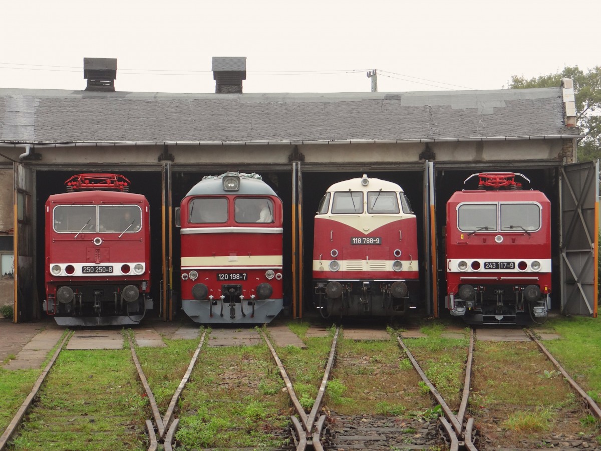 250 250-8, 120 198-7, 118 788-9 und 243 117-9 zu sehen am 11.10.14 beim TEV-Weimar.