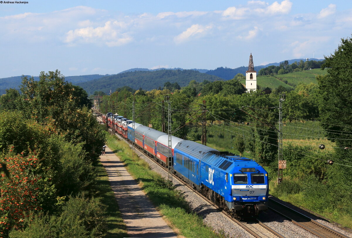 251 007-1 mit dem DPF 91047 (Hamburg Altona - Lörrach Gbf) bei Denzlingen 21.7.22