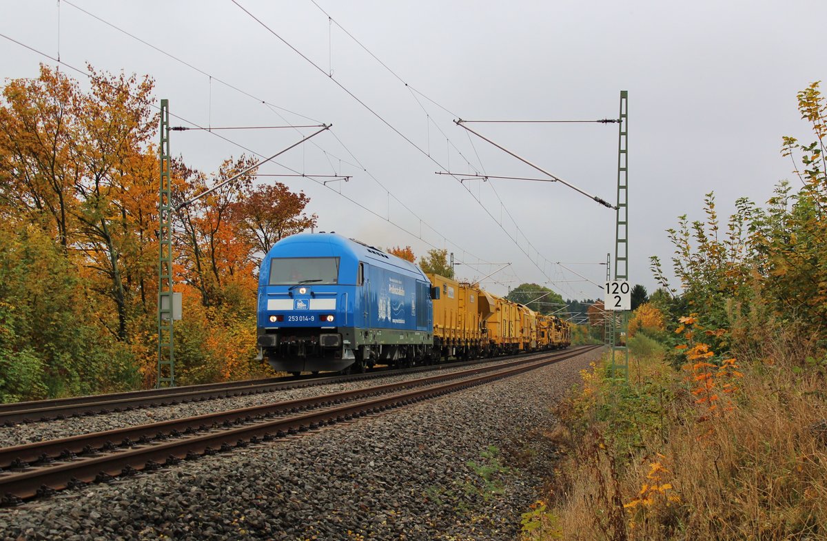 253 014-9 als DGV 86730 am 25.10.16 an der Schöpsdrehe bei Plauen/V. zu sehen.
