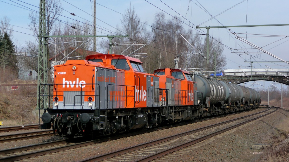 26.02.2014 V160.9 und V160.8 der hvle im Bf Neumark/Sachs.